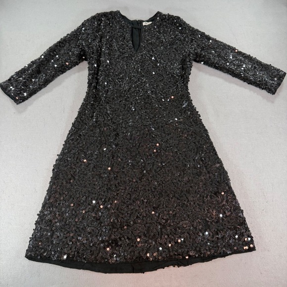 Abercrombie & Fitch Dresses & Skirts - Abercrombie Sequin Mini Dress Black Long‎ Sleeve V Neck Party Womens S